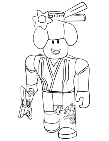 Coloring page Roblox smiling ninja